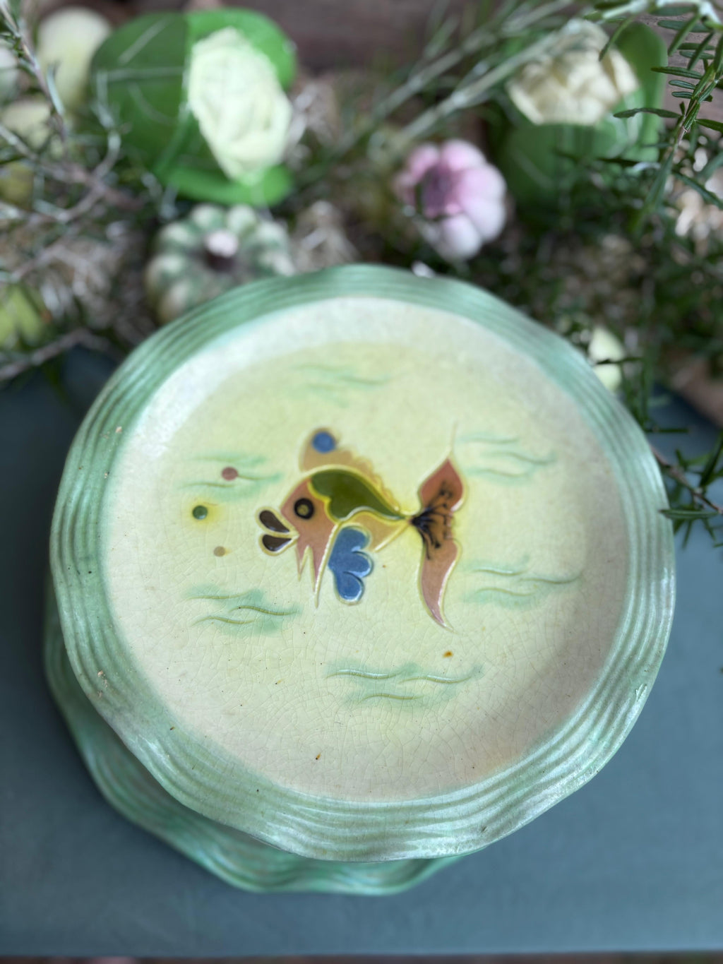Service d'assiettes Vallauris Cèrenne – Décor Les Poissons, années 1950