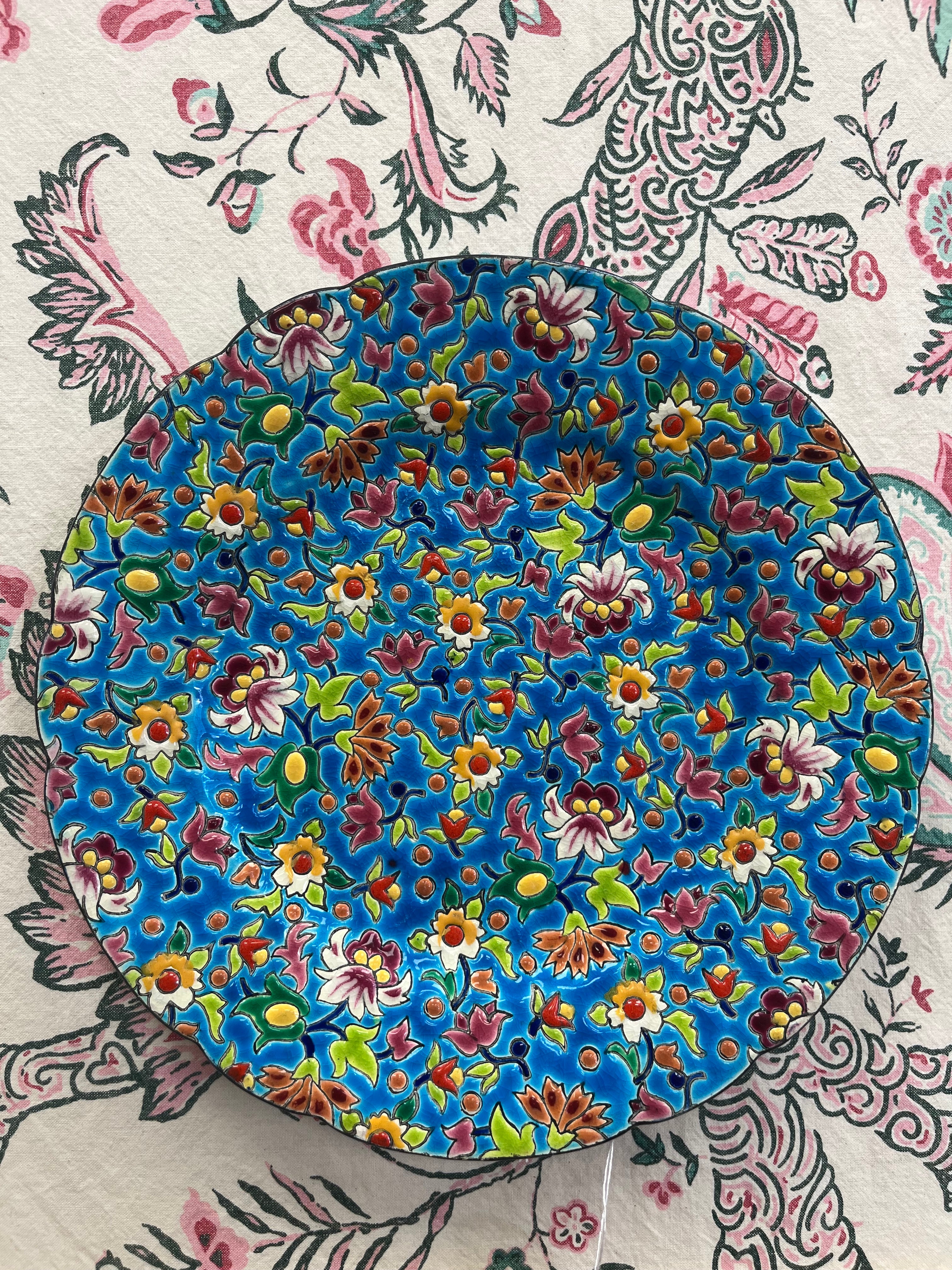 Assiette émaux de Longwy - Décorée à la main