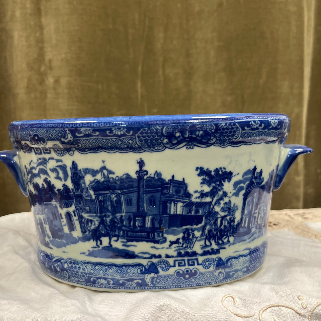 Poignées de jardinière vintage Victoria Ware en pierre de fer bleu cobalt