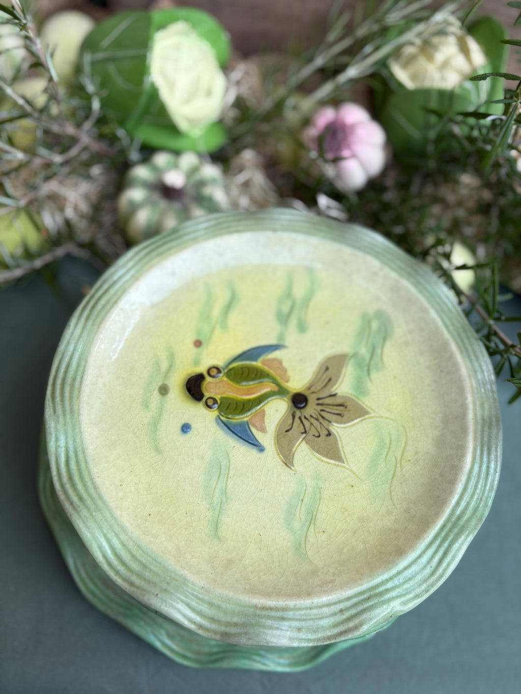Service d'assiettes Vallauris Cèrenne – Décor Les Poissons, années 1950
