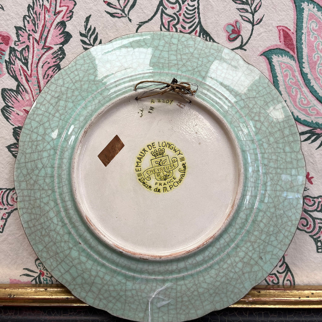 Assiette ancienne en émaux de Longwy – Décor “Chevreuse” par Maurice-Paul Chevallier