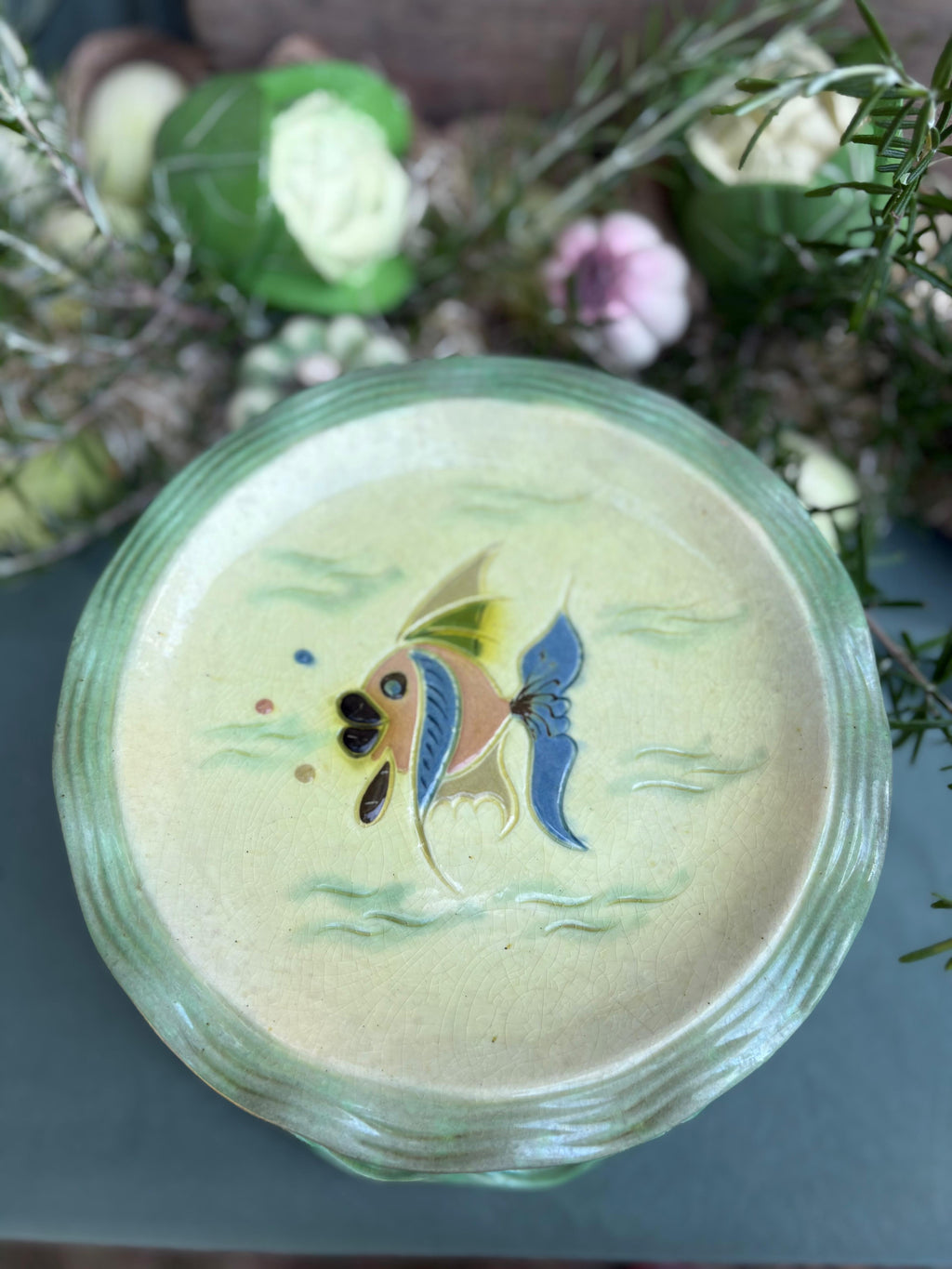 Service d'assiettes Vallauris Cèrenne – Décor Les Poissons, années 1950