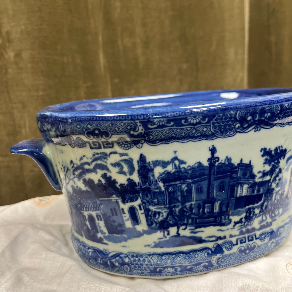 Poignées de jardinière vintage Victoria Ware en pierre de fer bleu cobalt