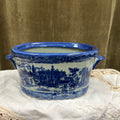 Poignées de jardinière vintage Victoria Ware en pierre de fer bleu cobalt