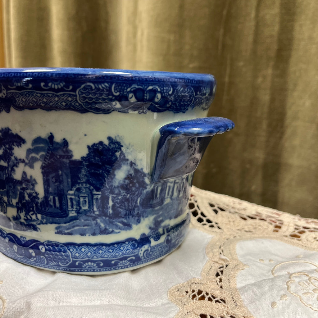 Poignées de jardinière vintage Victoria Ware en pierre de fer bleu cobalt
