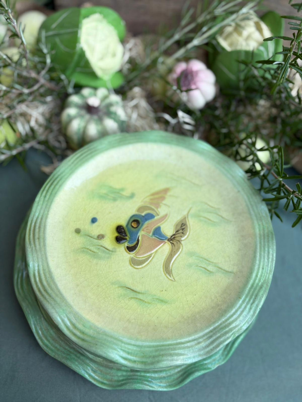 Service d'assiettes Vallauris Cèrenne – Décor Les Poissons, années 1950