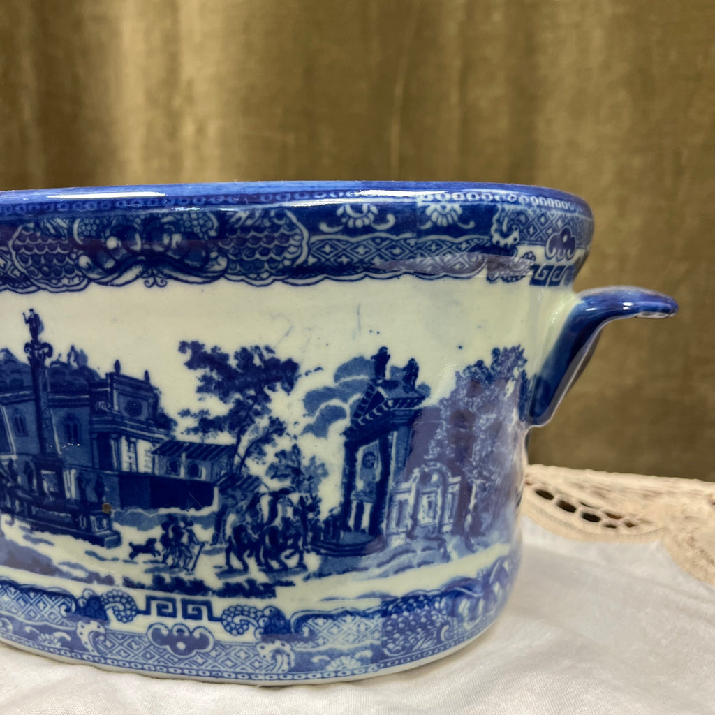 Poignées de jardinière vintage Victoria Ware en pierre de fer bleu cobalt