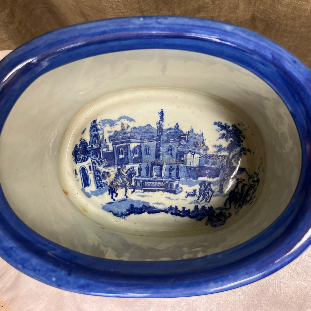 Poignées de jardinière vintage Victoria Ware en pierre de fer bleu cobalt