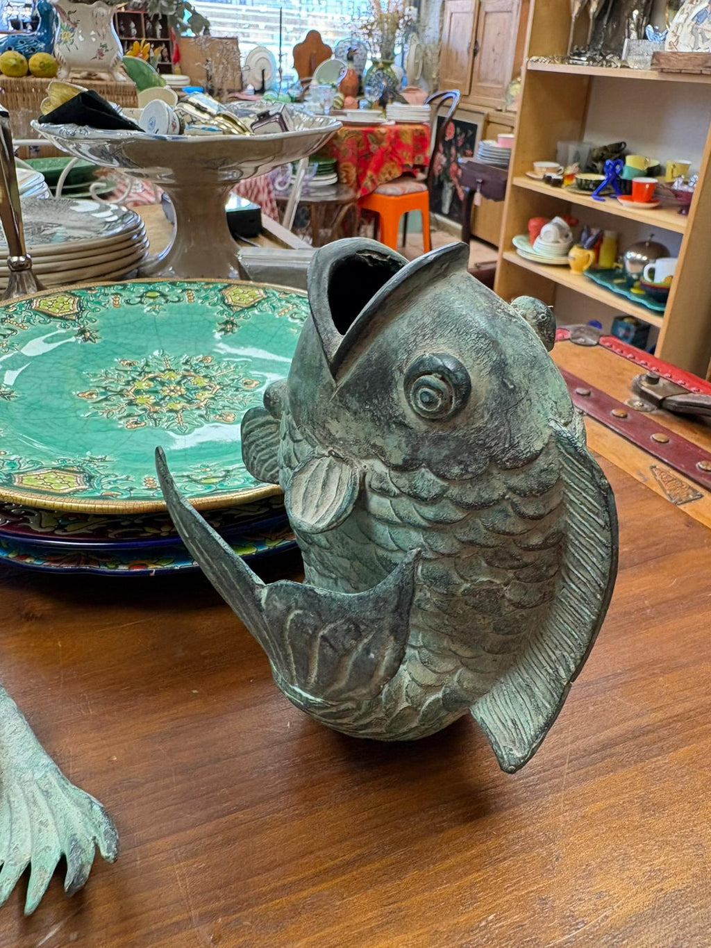 Sculpture carpe koi en métal