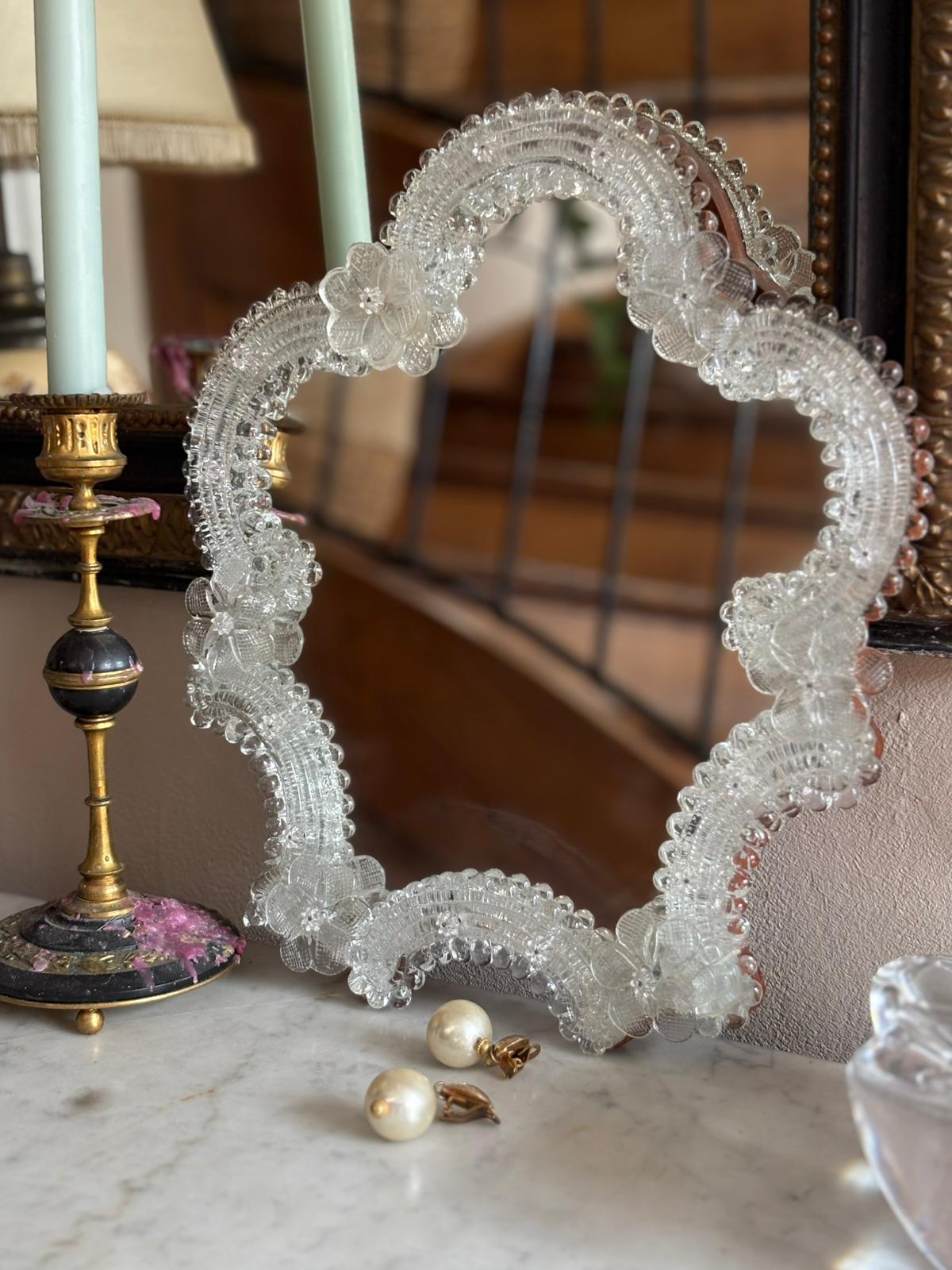 Miroir vénitien en verre de Murano – Italie, années 1950-1970