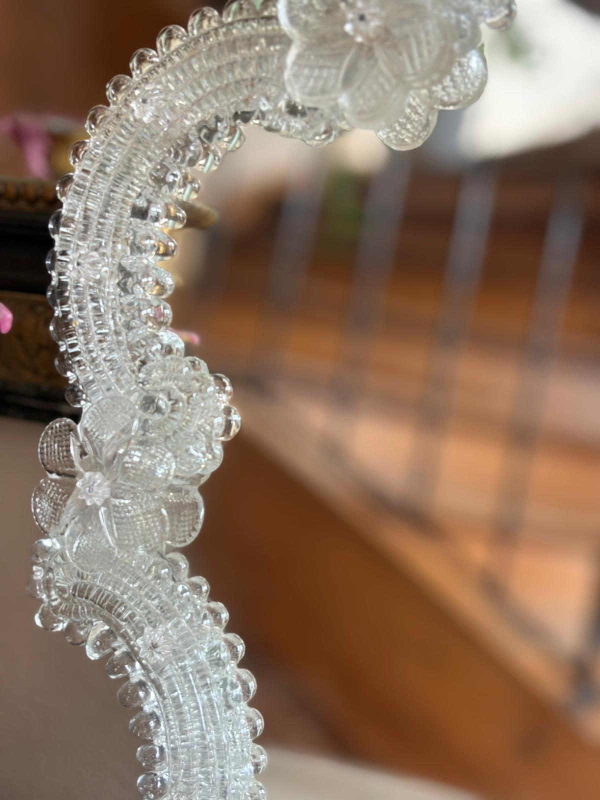 Miroir vénitien en verre de Murano – Italie, années 1950-1970