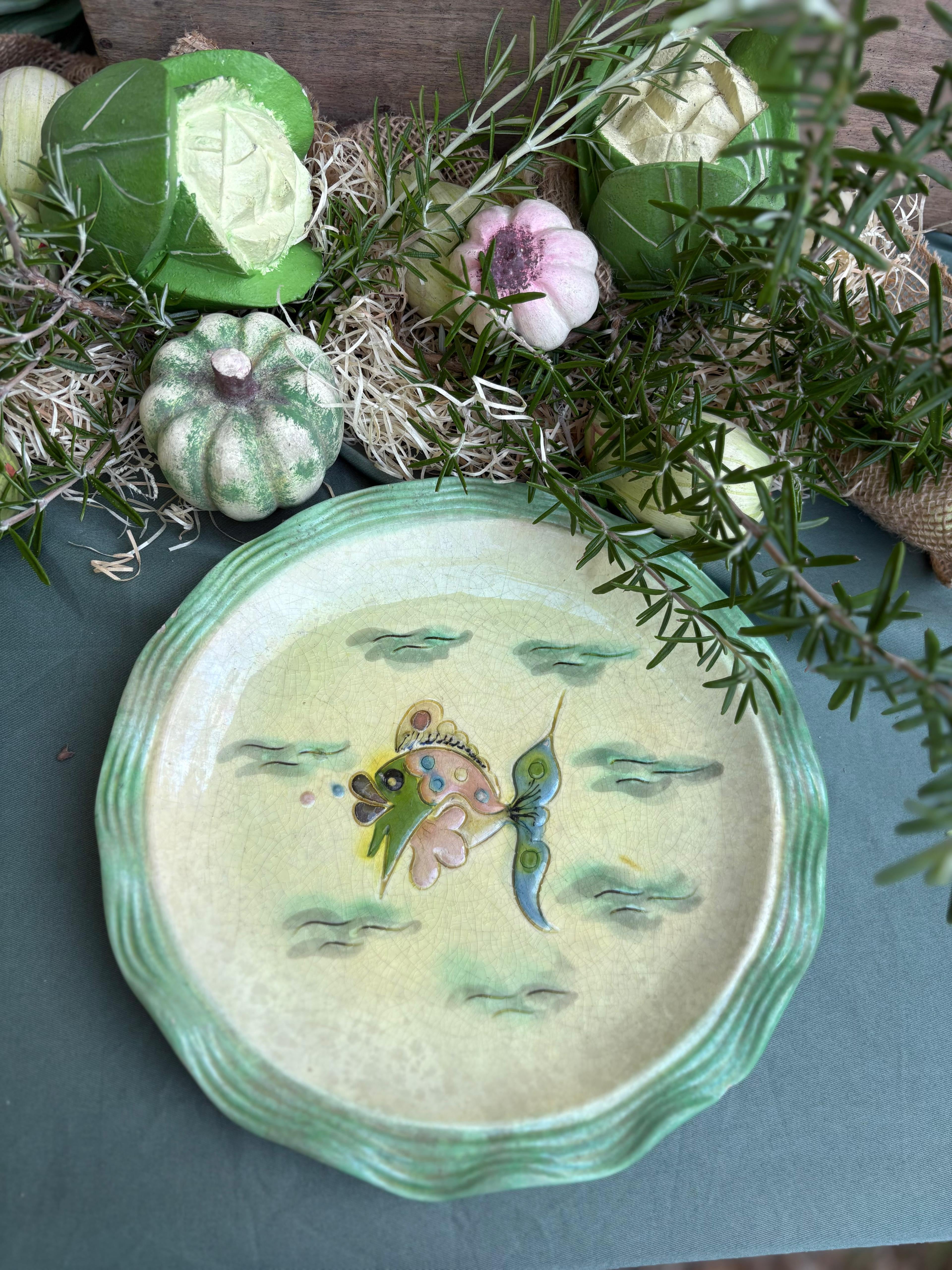 Service d'assiettes Vallauris Cèrenne – Décor Les Poissons, années 1950