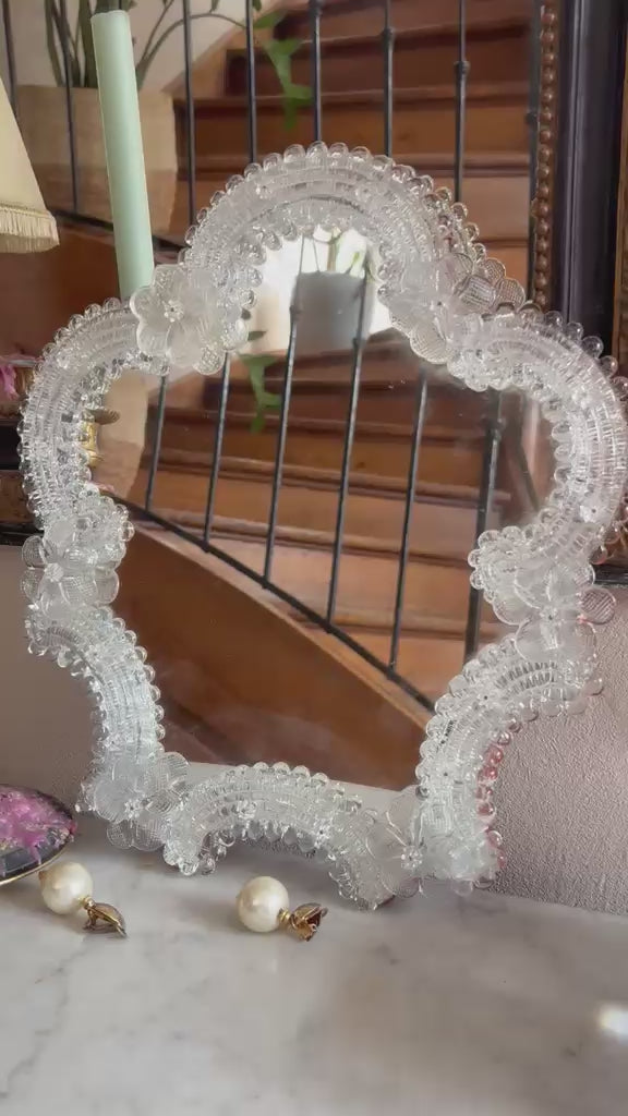 Miroir vénitien en verre de Murano – Italie, années 1950-1970